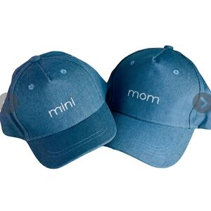 Blue Mini and Mom Caps
